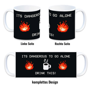 Dangerous to go Alone Kaffeebecher für alle Retro Zocker mit Pixel-Motiv