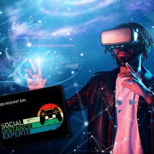 Hier wohnt ein Social Distance Experte Metallschild mit Gamer-Motiv
