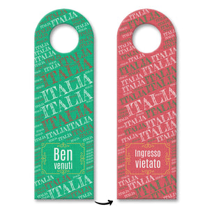 Türhänger Benvenuti - Ingresso Vietato in den Nationalfarben von Italien
