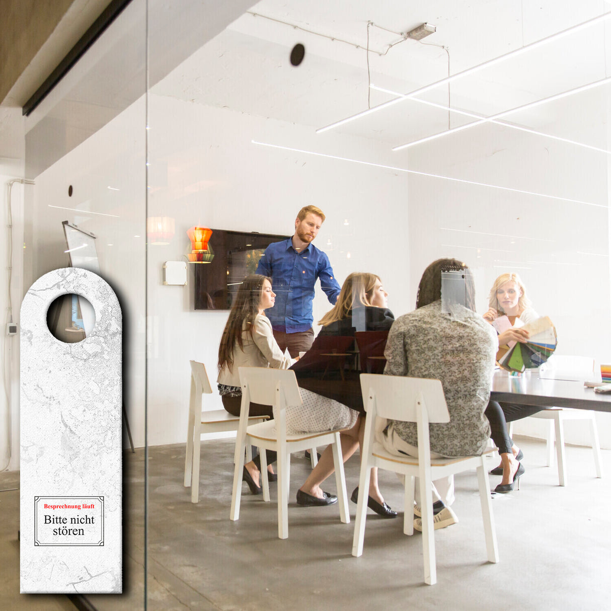 Besprechung läuft Türhänger für Büro, Meetingräume oder Lehrerzimmer