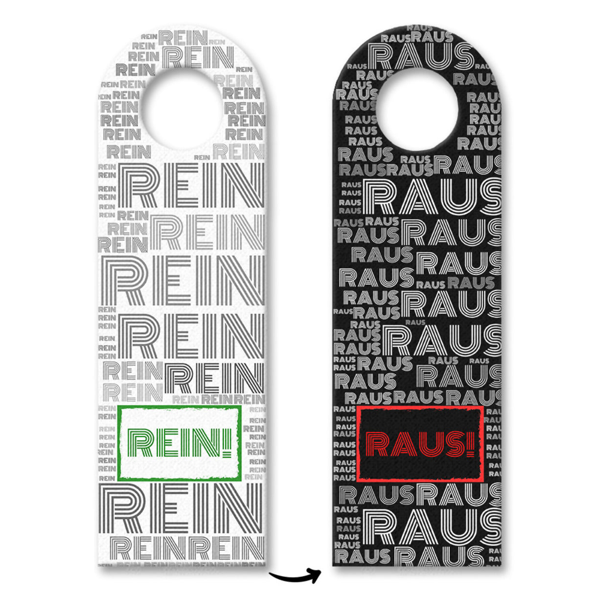 Türhänger aus Filz Rein oder raus mit Wortwolken