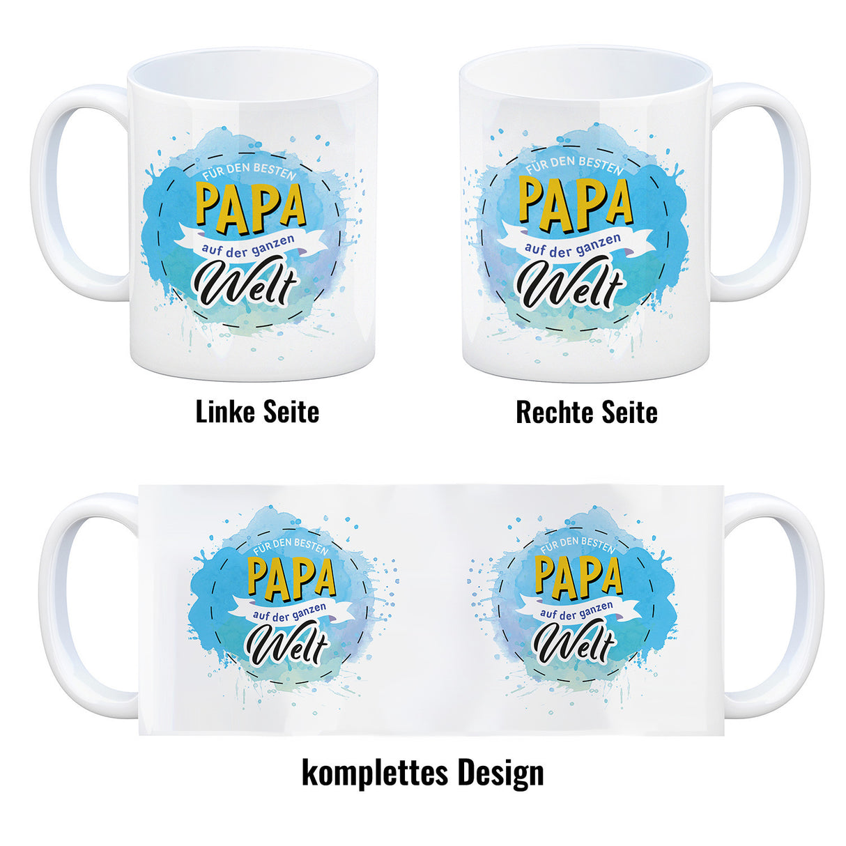 Für den besten Papa Kaffeebecher mit Wasserfarben Motv