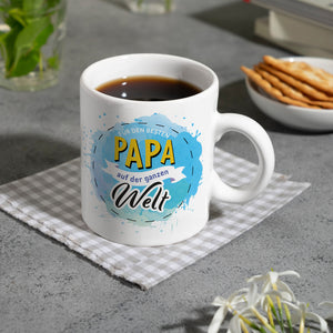 Für den besten Papa Kaffeebecher mit Wasserfarben Motv