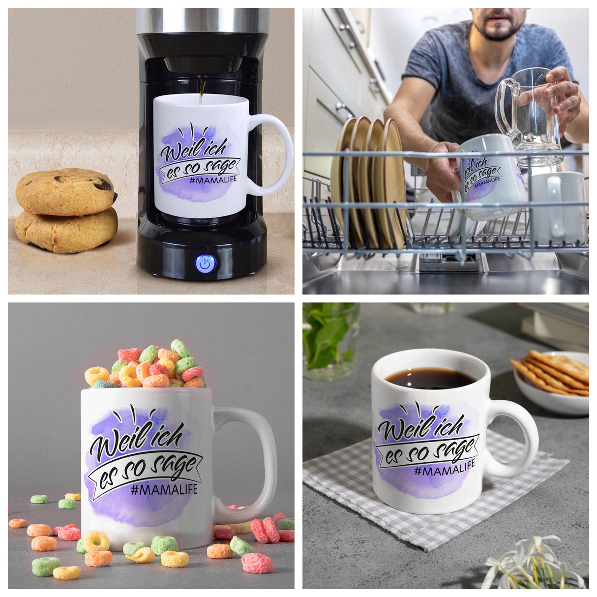 Mamalife, Weil ich es sage Kaffeebecher mit Wasserfarbenmotiv