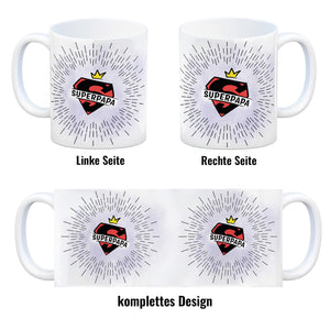 Superpapa Kaffeebecher mit Superheldensymbol
