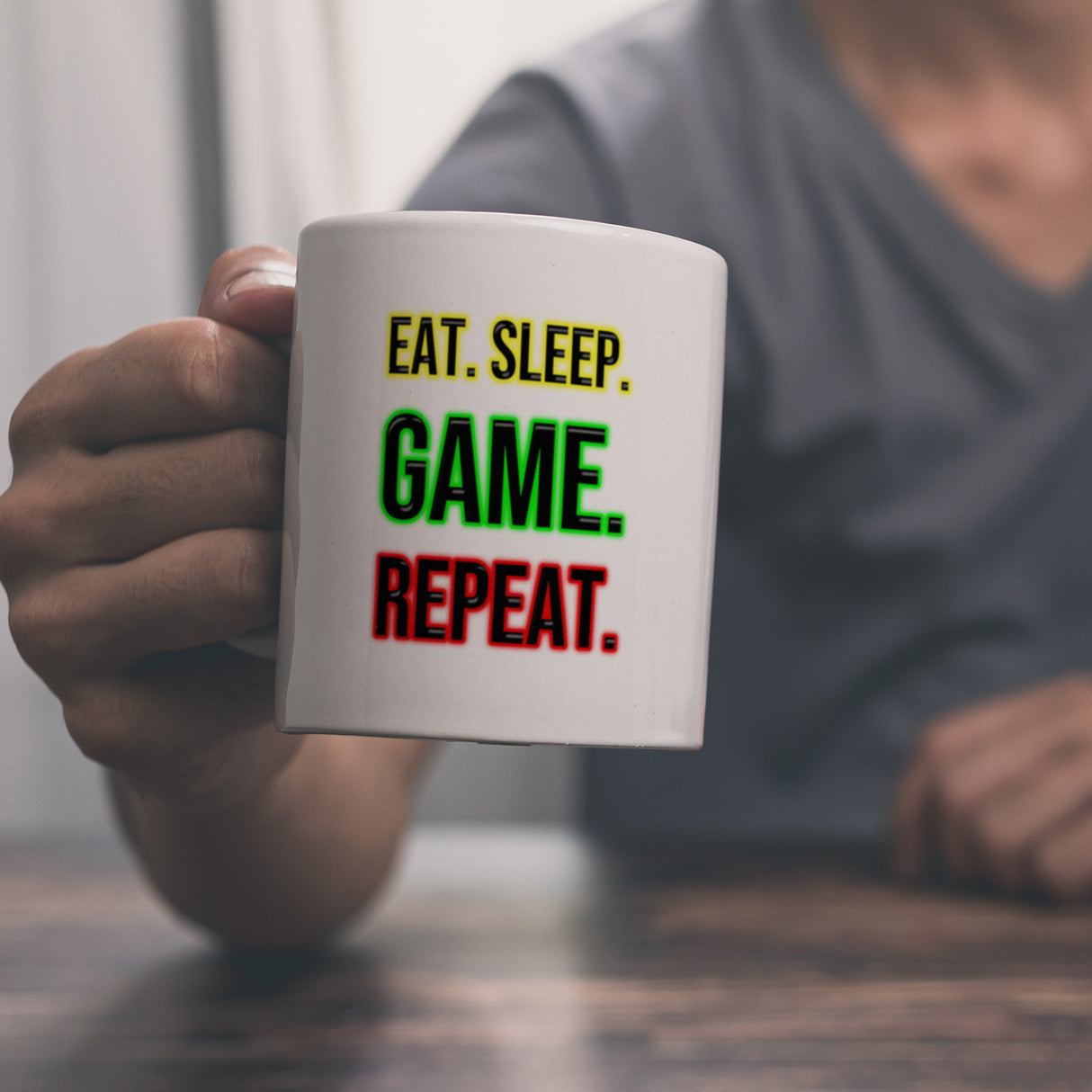 Kaffeebecher Eat. Sleep. Game. Repeat. Zocker Tasse für Gamer
