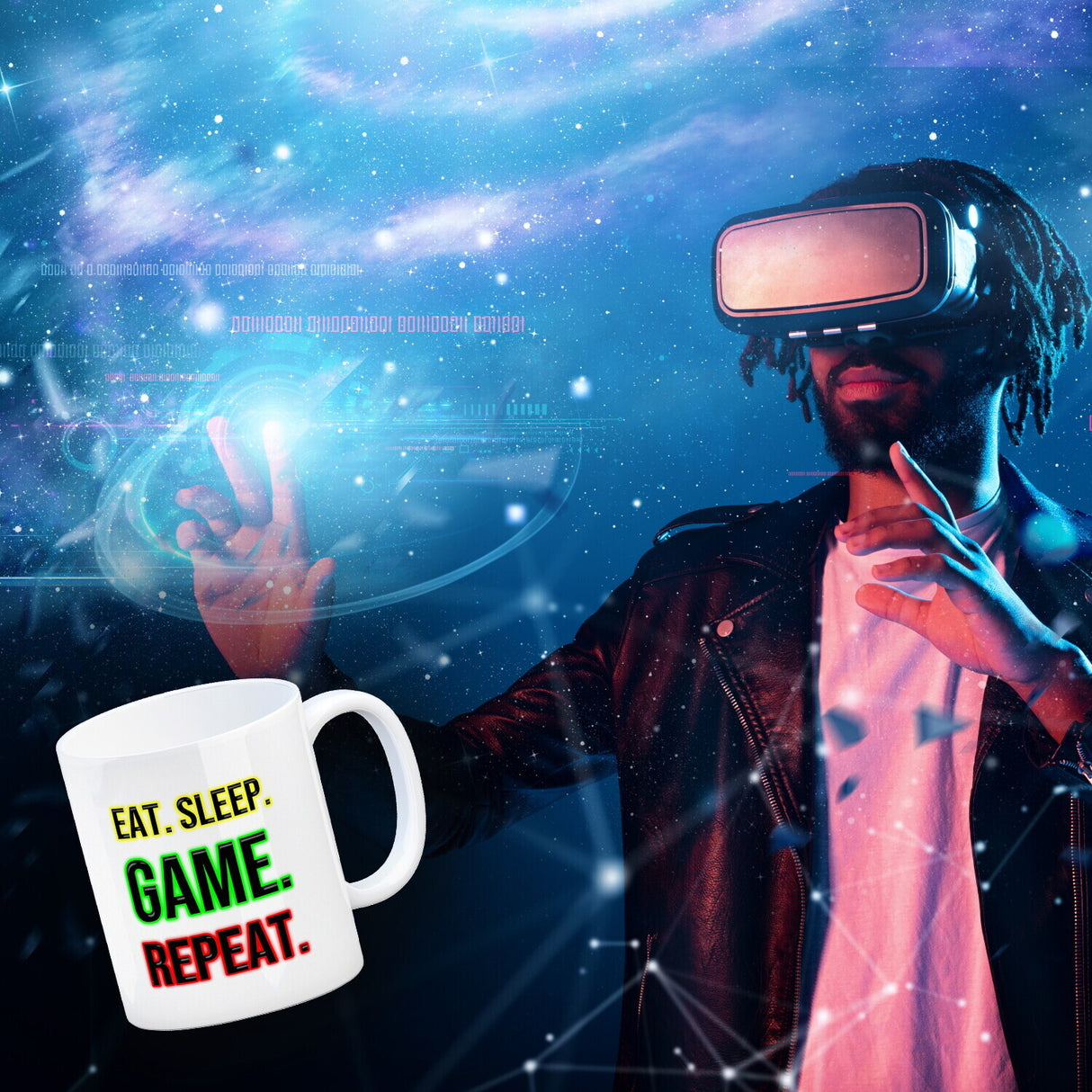 Kaffeebecher Eat. Sleep. Game. Repeat. Zocker Tasse für Gamer