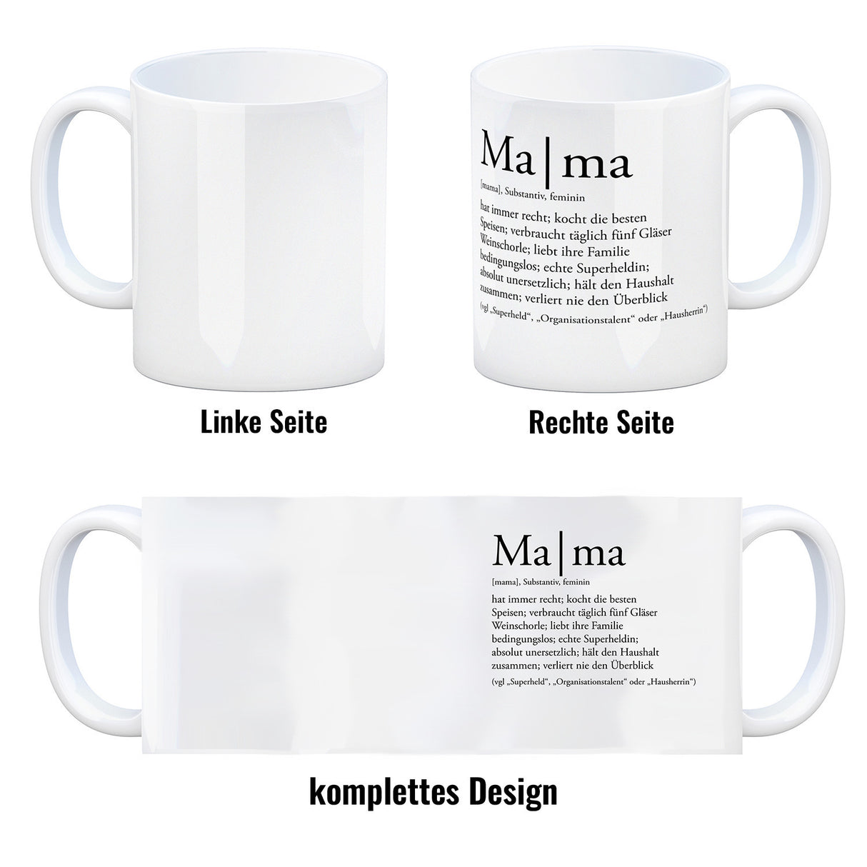 Mama Kaffeebecher mit lustiger Worterklärung