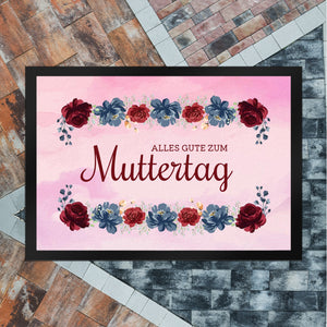Muttertag Fussmatte mit Blumengruß und besten Wünschen
