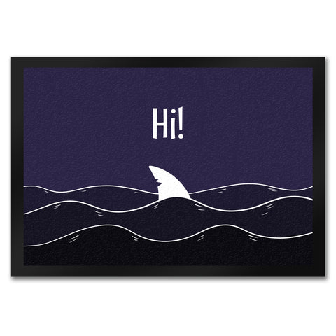 Hi! Lustige Hai Fußmatte mit Haifischflosse und Meeresmotiv