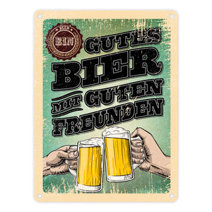 Ein gutes Bier mit guten Freunden Metallschild im trendigen Retrolook