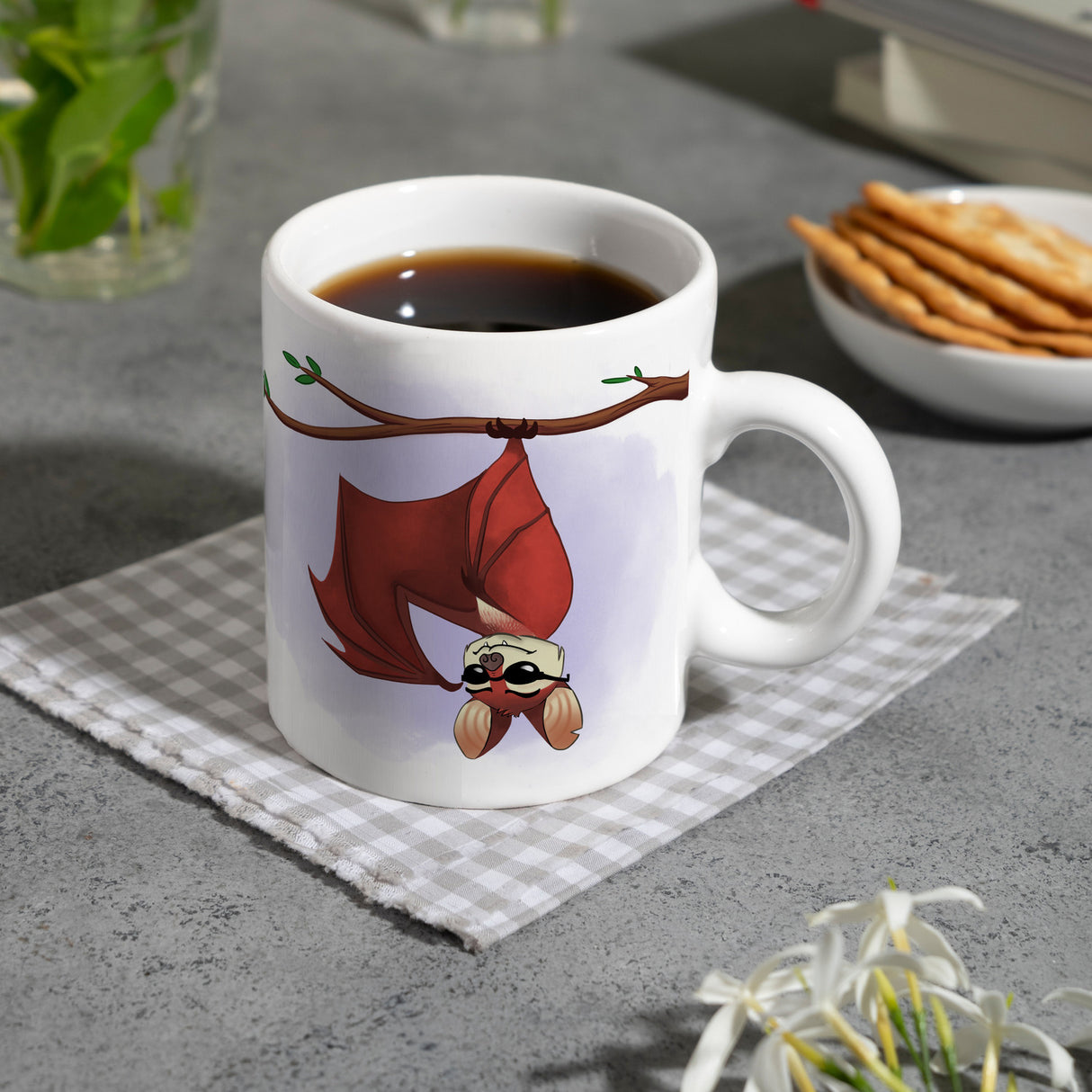 Ich liebe es abzuhängen Kaffeebecher mit lustiger Fledermaus