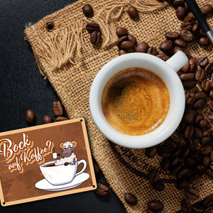 Bock auf Kaffee, Metallschild mit lustigem Schafsbock