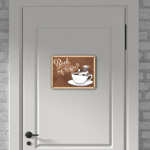 Bock auf Kaffee, Metallschild mit lustigem Schafsbock
