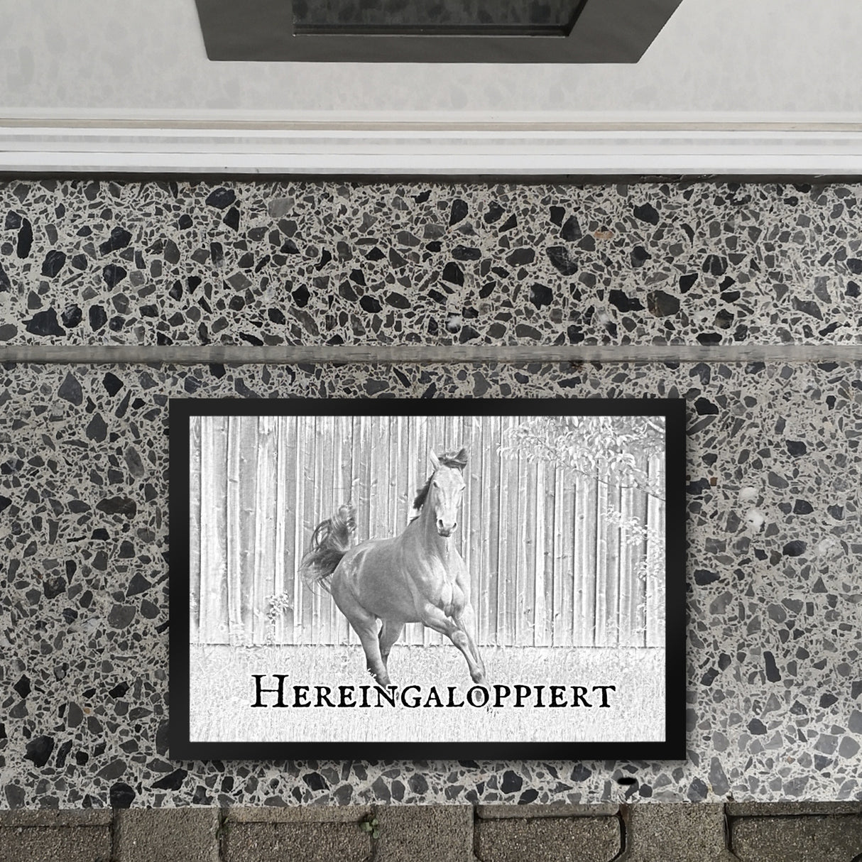 Hereingaloppiert Fussmatte mit Pferd für jeden Pferdeliebhaber ein Muss