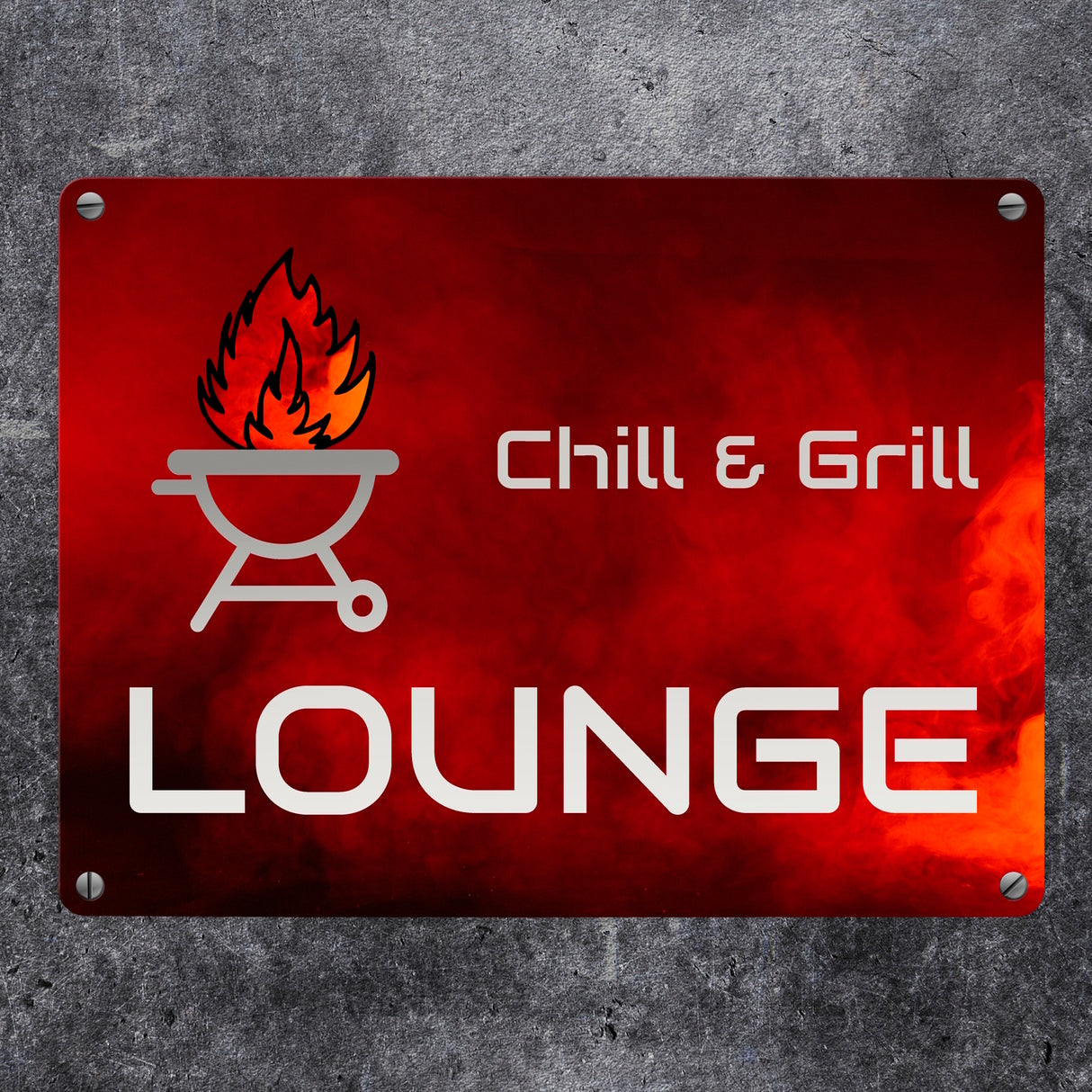 Chill & Grill Lounge Metallschild in 15x20 cm mit Spruch