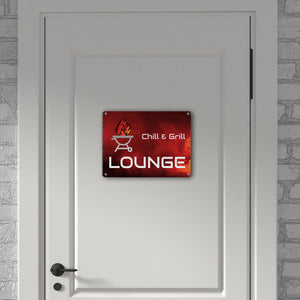 Chill & Grill Lounge Metallschild in 15x20 cm mit Spruch
