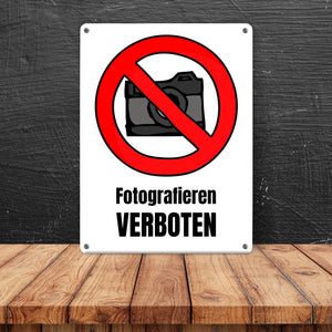 Fotografieren verboten Verbotsschild im Comic-Stil