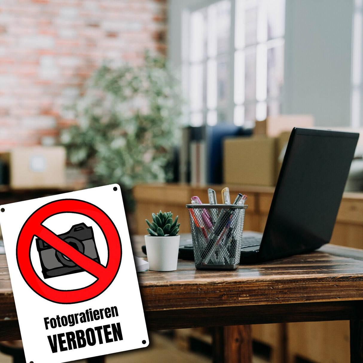 Fotografieren verboten Verbotsschild im Comic-Stil