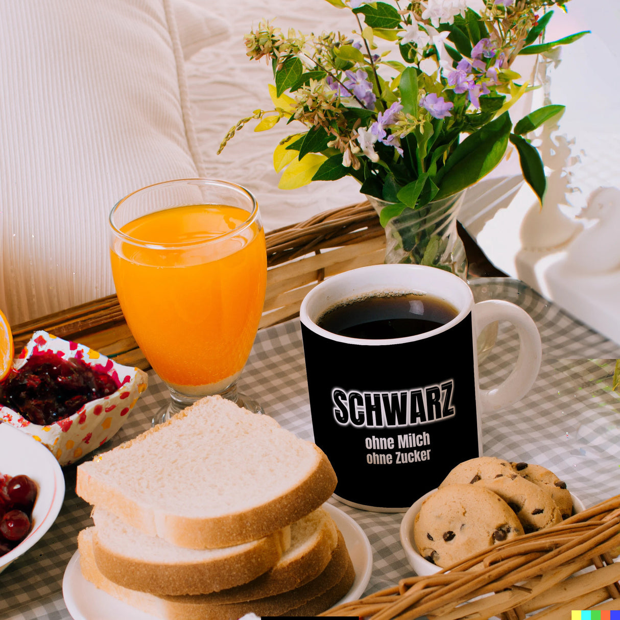 Kaffeebecher mit Spruch SCHWARZ ohne Milch ohne Zucker für Koffeinjunkies