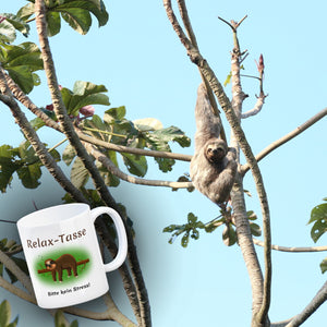 Kaffeebecher Relax-Tasse Bitte kein Stress mit schlafendem Faultier