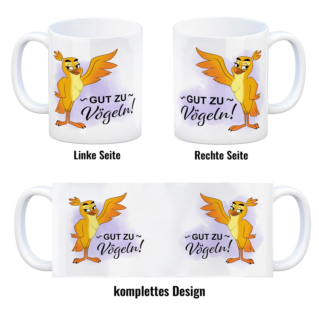 Gut zu Vögeln Kaffeebecher mit lustigem Vögelchen und Spruch