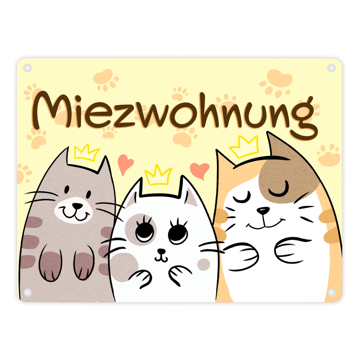 Miezwohnung Metallschild mit drei süßen Katzen für alle Katzenfreunde