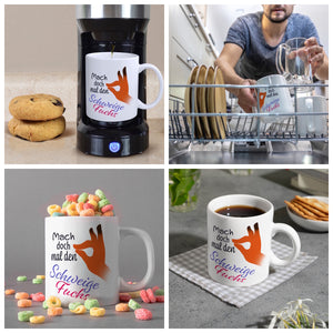 Mach doch mal den Schweigefuchs Kaffeebecher mit lustigem Schweigefuchs Motiv