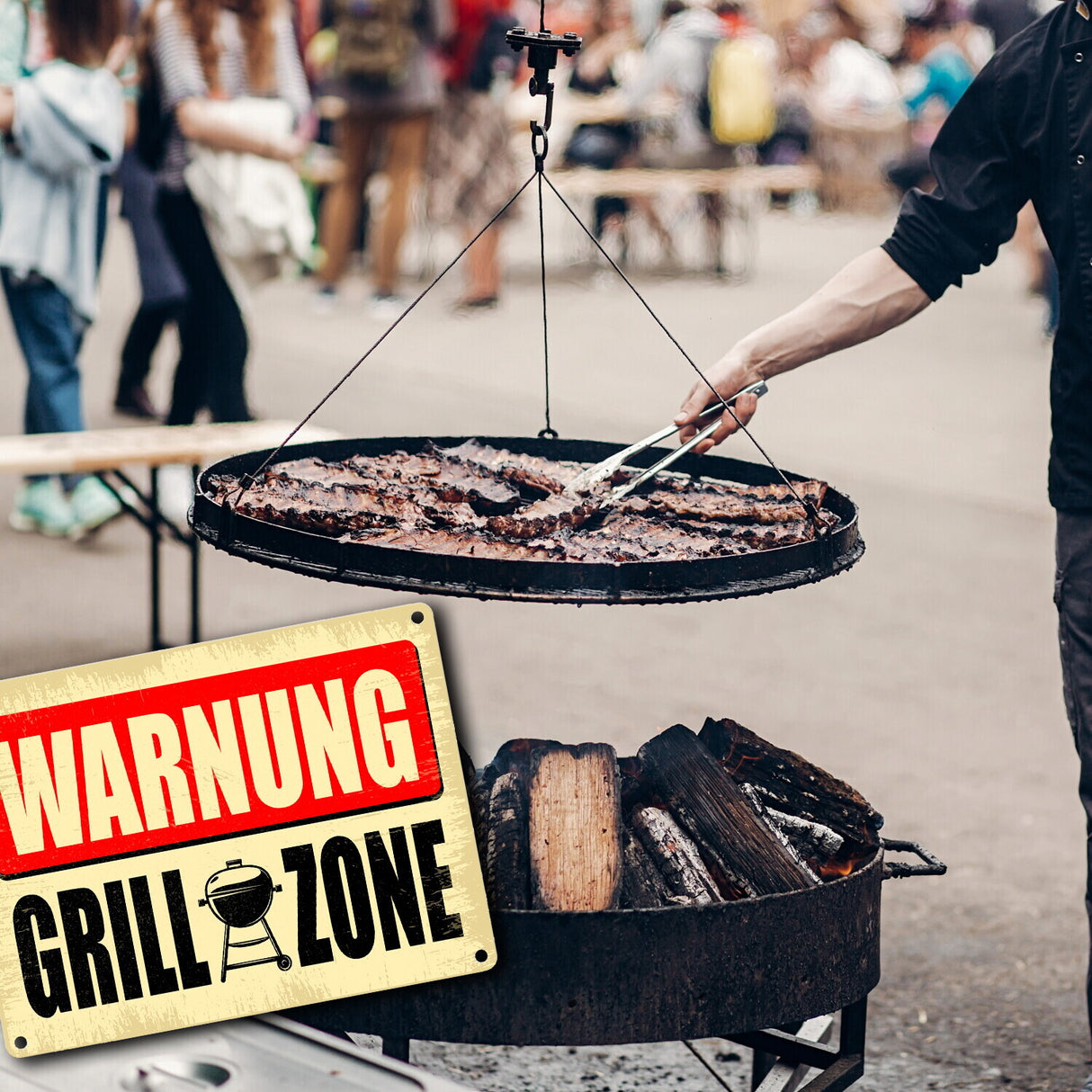 Warnung Grillzone Metallschild als lustiges Warnschild