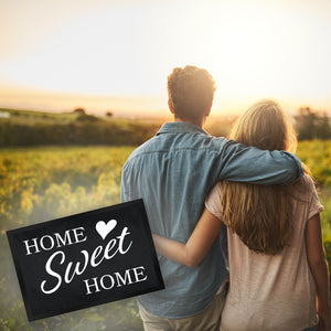 Home Sweet Home Fußmatte mit eleganter Aufschrift auf schwarzem Hintergrund