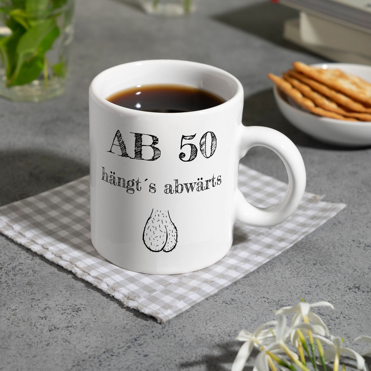 Ab 50 hängt´s abwärts Kaffeebecher