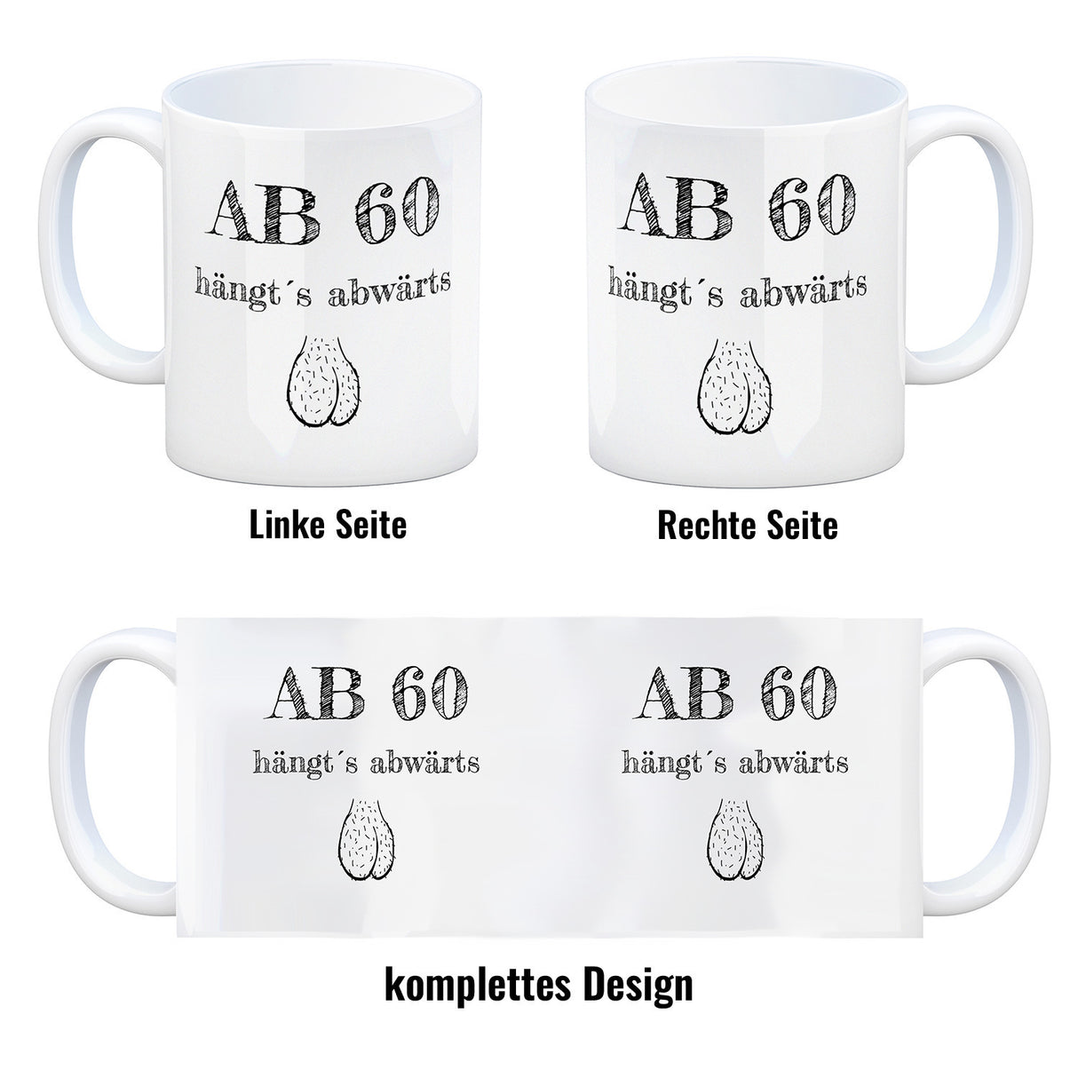 Ab 60 hängt´s abwärts Kaffeebecher