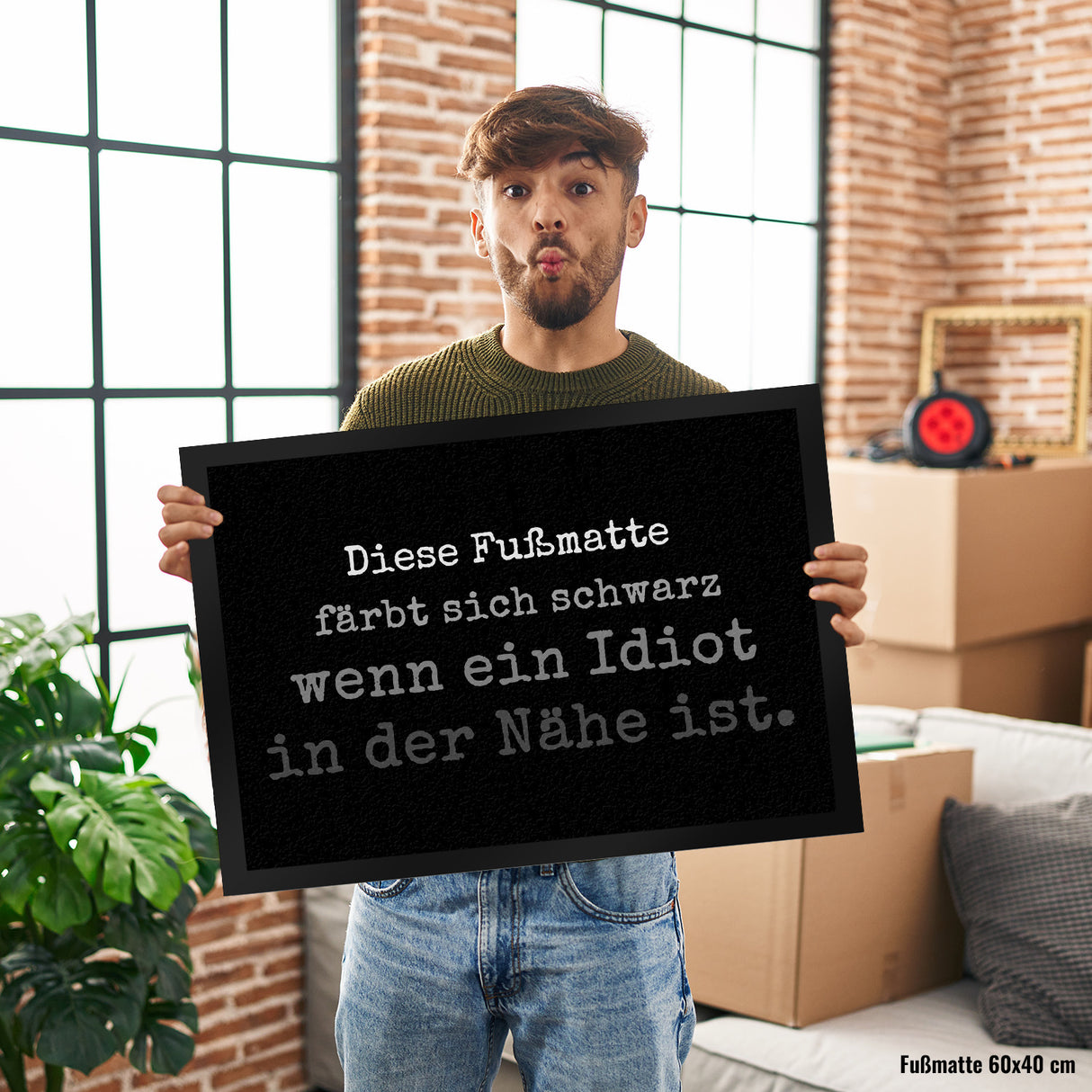 Diese Fußmatte färbt sich schwarz wenn ein Idiot in der Nähe ist