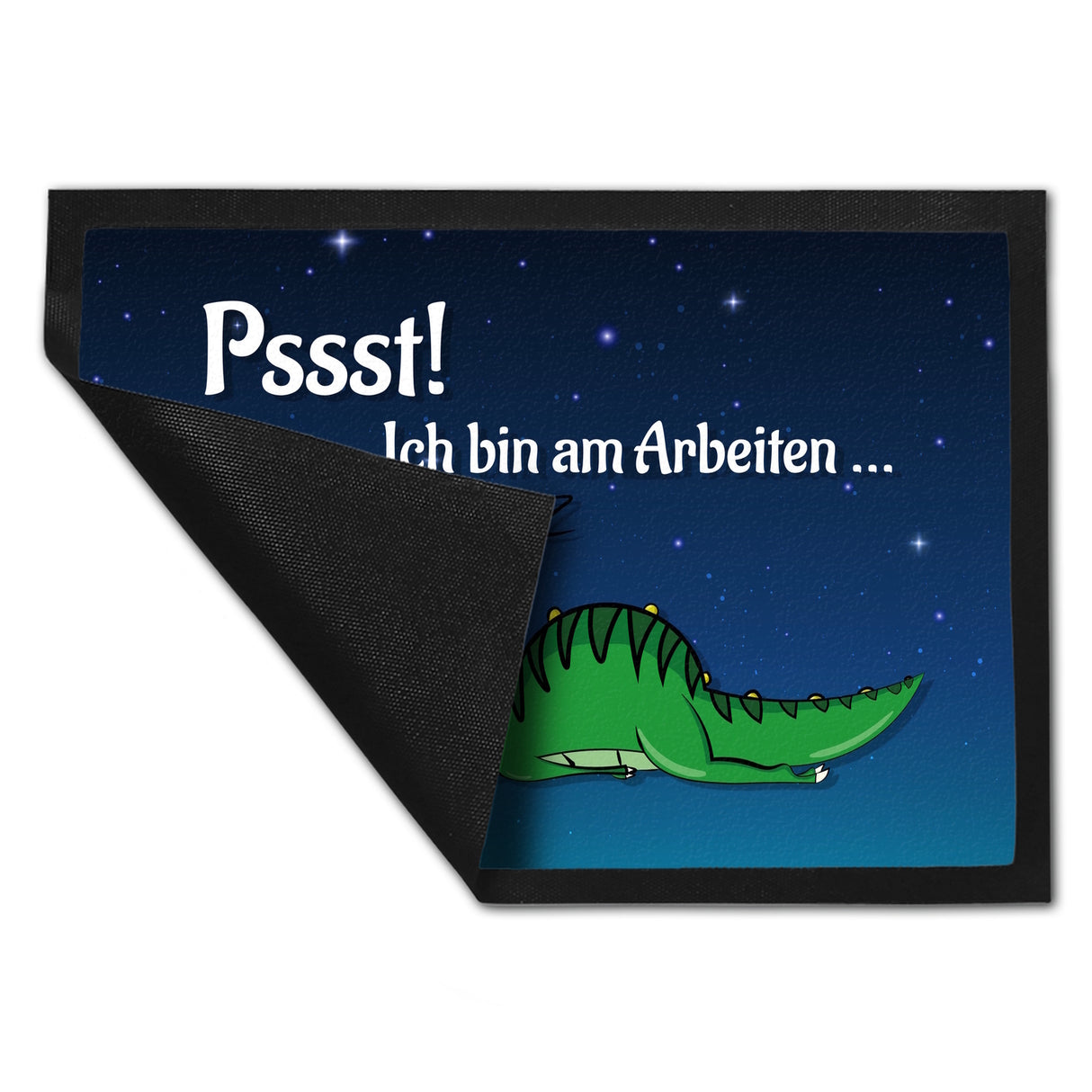 T-Rex Fußmatte in 35x50 cm mit Spruch Pssst! Bin am arbeiten und schlafendem Dino