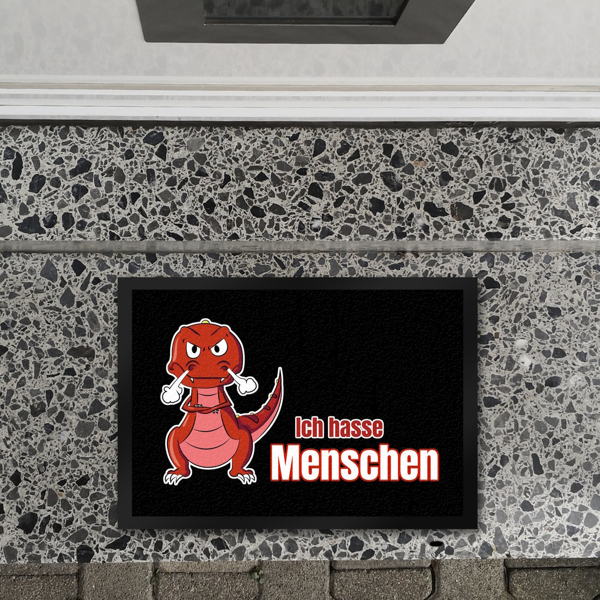T-Rex Fußmatte in 35x50 cm mit Spruch Ich hasse Menschen