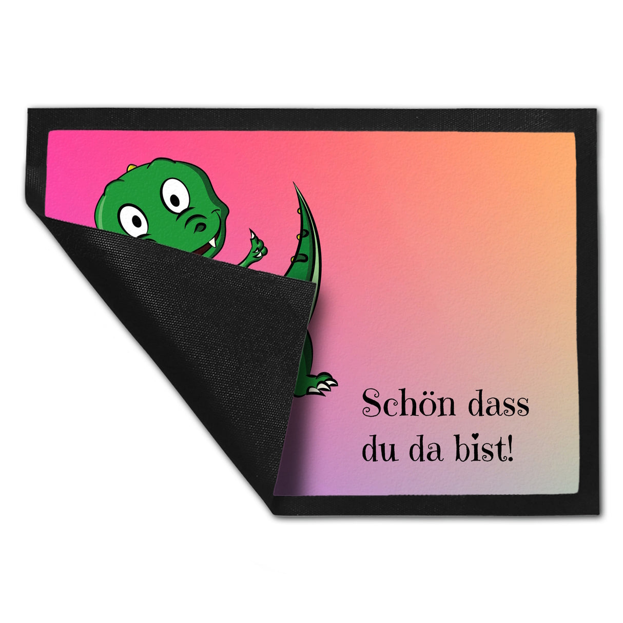 T-Rex Fußmatte in 35x50 cm mit Spruch Schön dass du da bist