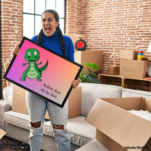 T-Rex Fußmatte in 35x50 cm mit Spruch Schön dass du da bist