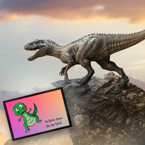 T-Rex Fußmatte in 35x50 cm mit Spruch Schön dass du da bist