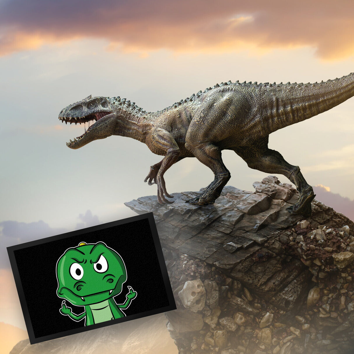 T-Rex Fußmatte in 35x50 cm mit Spruch Stinkefinger Motiv