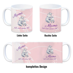 Mama hab dich immer lieb Kaffeebecher mit niedlichem Nilpferd in rosa