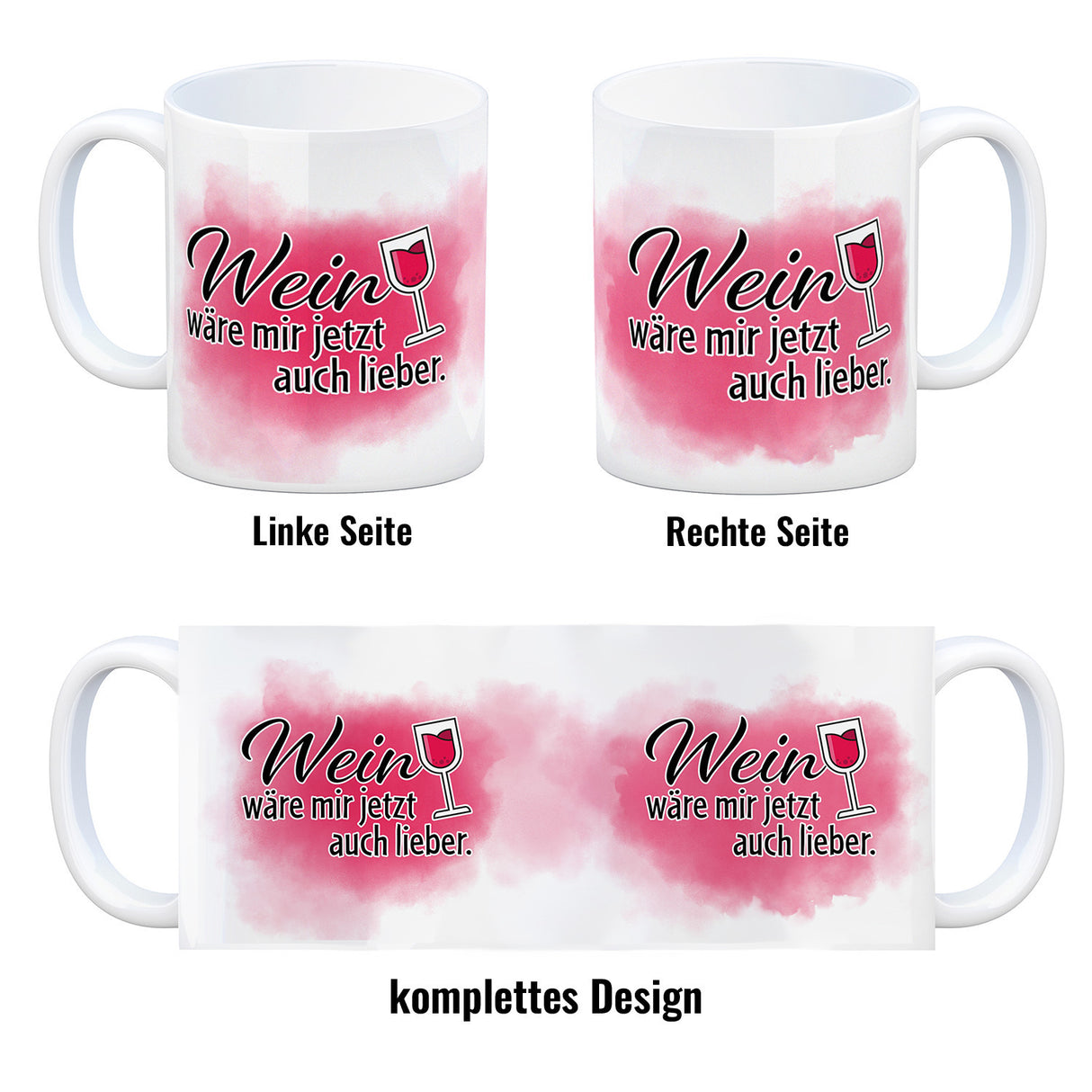 Wein wäre mir jetzt auch lieber - Kaffeebecher mit Weinglasmotiv