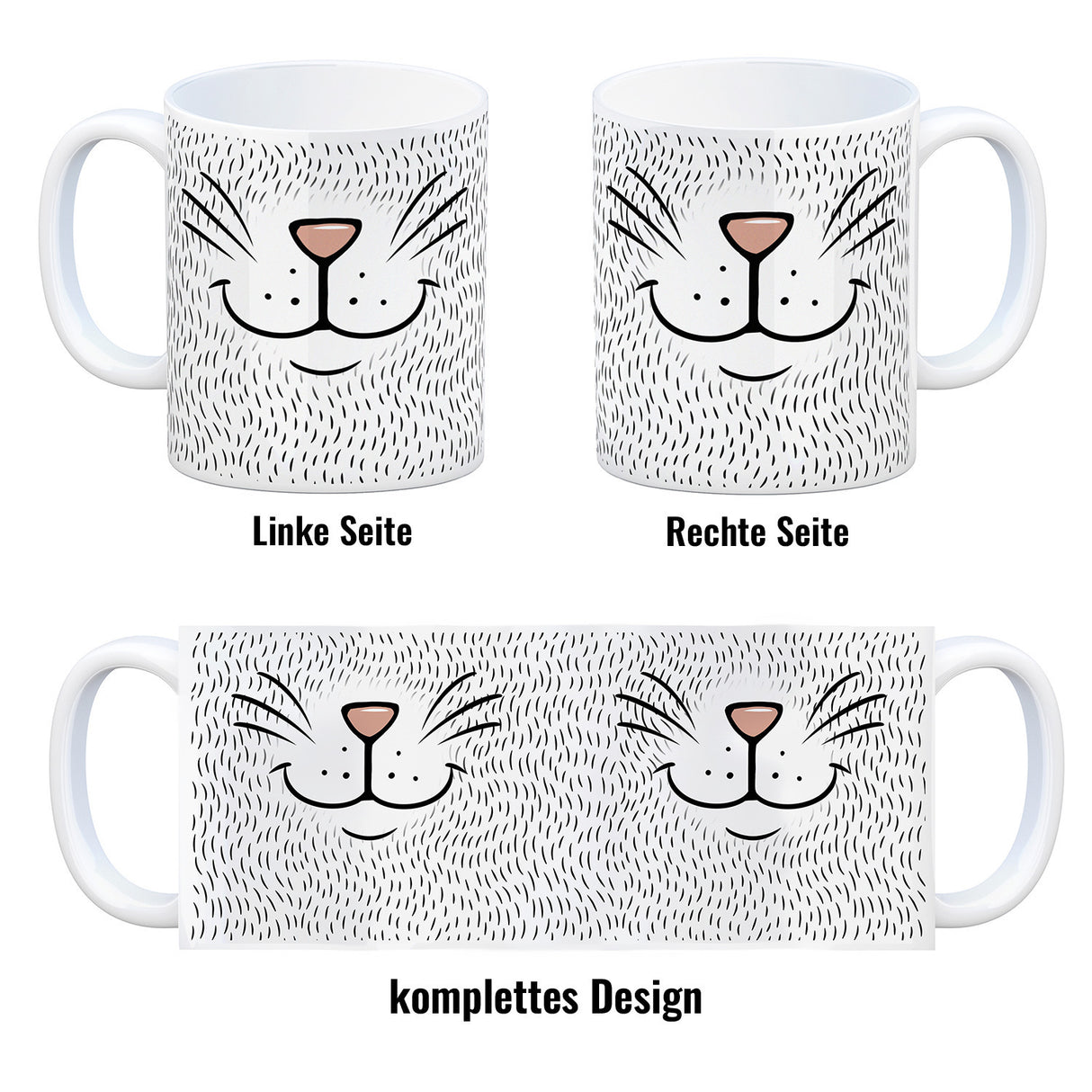 Katzengesicht Kaffeebecher mit süßem Lächeln einer Katze