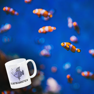 Selbstbewusstsein - Kaffeebecher mit dem gewitzten Fisch mit Haifischflosse
