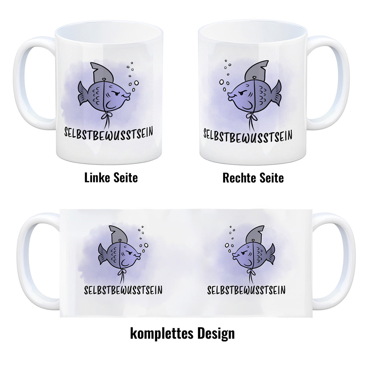 Selbstbewusstsein - Kaffeebecher mit dem gewitzten Fisch mit Haifischflosse