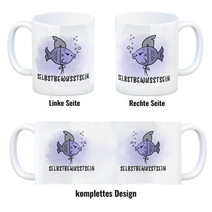 Selbstbewusstsein - Kaffeebecher mit dem gewitzten Fisch mit Haifischflosse