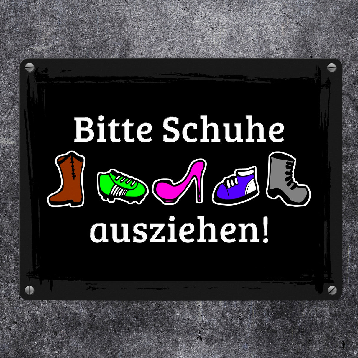 Bitte Schuhe ausziehen! Metallschild