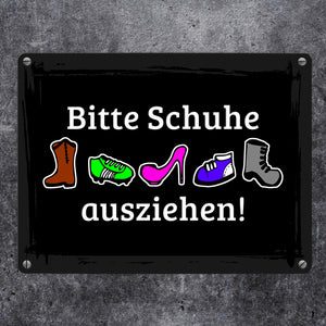 Bitte Schuhe ausziehen! Metallschild