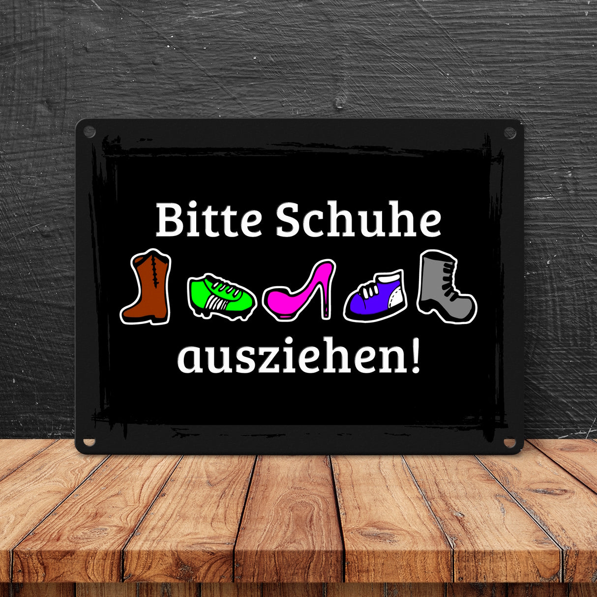 Bitte Schuhe ausziehen! Metallschild