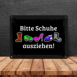 Bitte Schuhe ausziehen! Metallschild