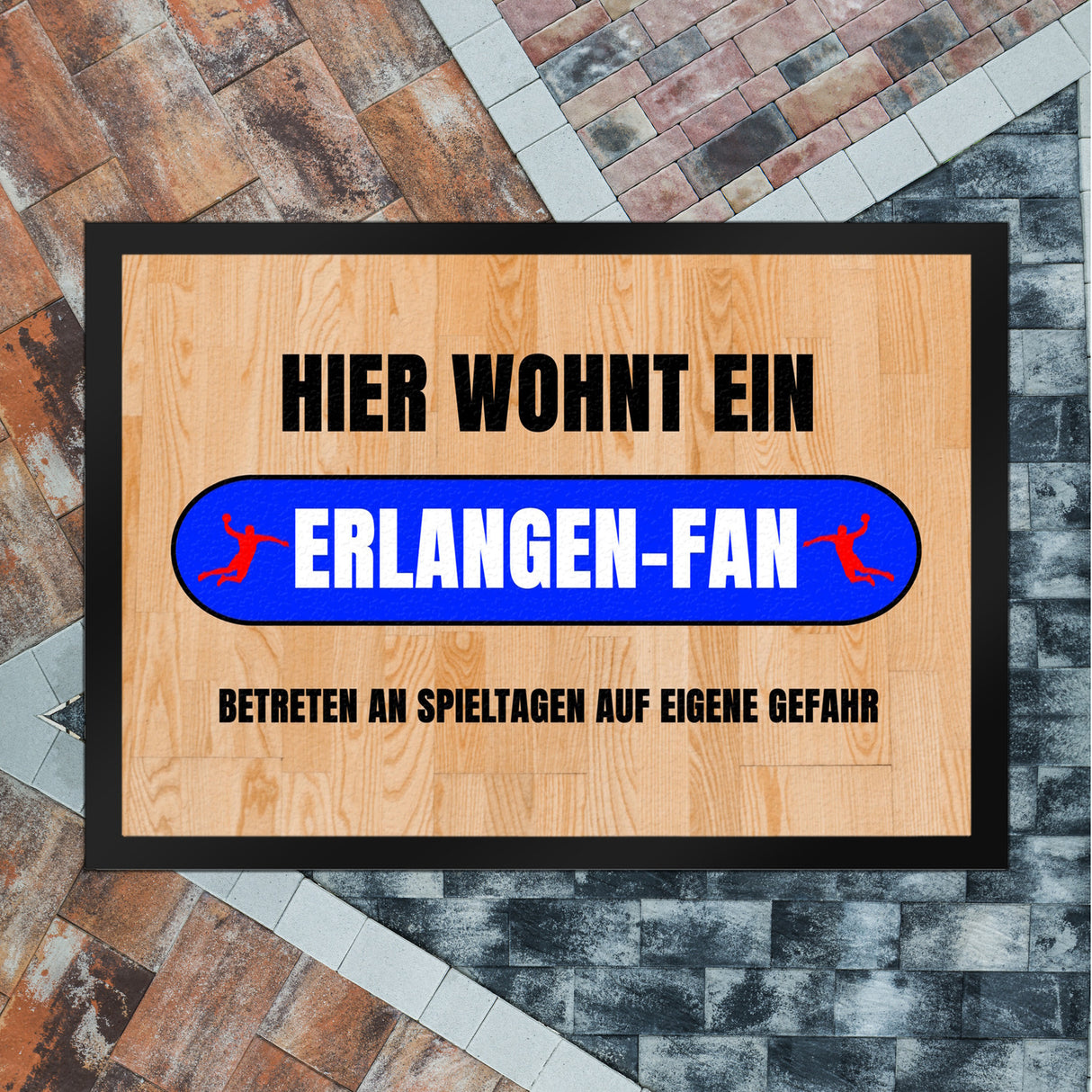 Hier wohnt ein Erlangen-Fan Fußmatte in 35x50 cm mit Turnhallenboden Motiv